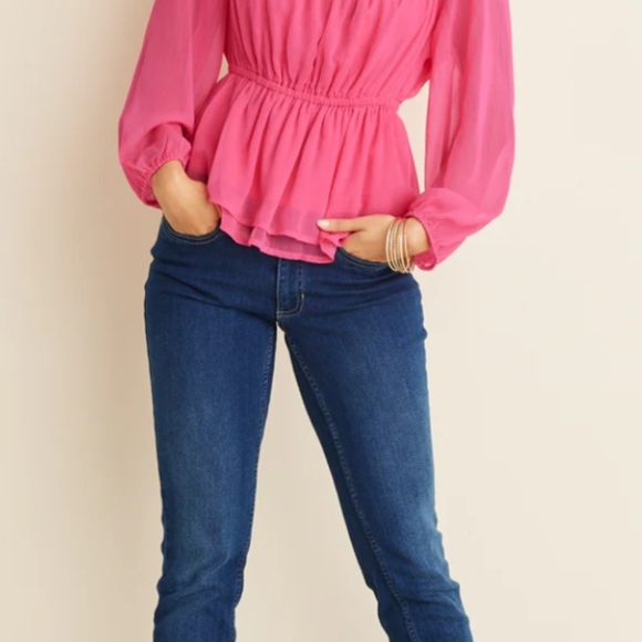 Vibrant Pink Sheer Blouse - Picture 2 of 5